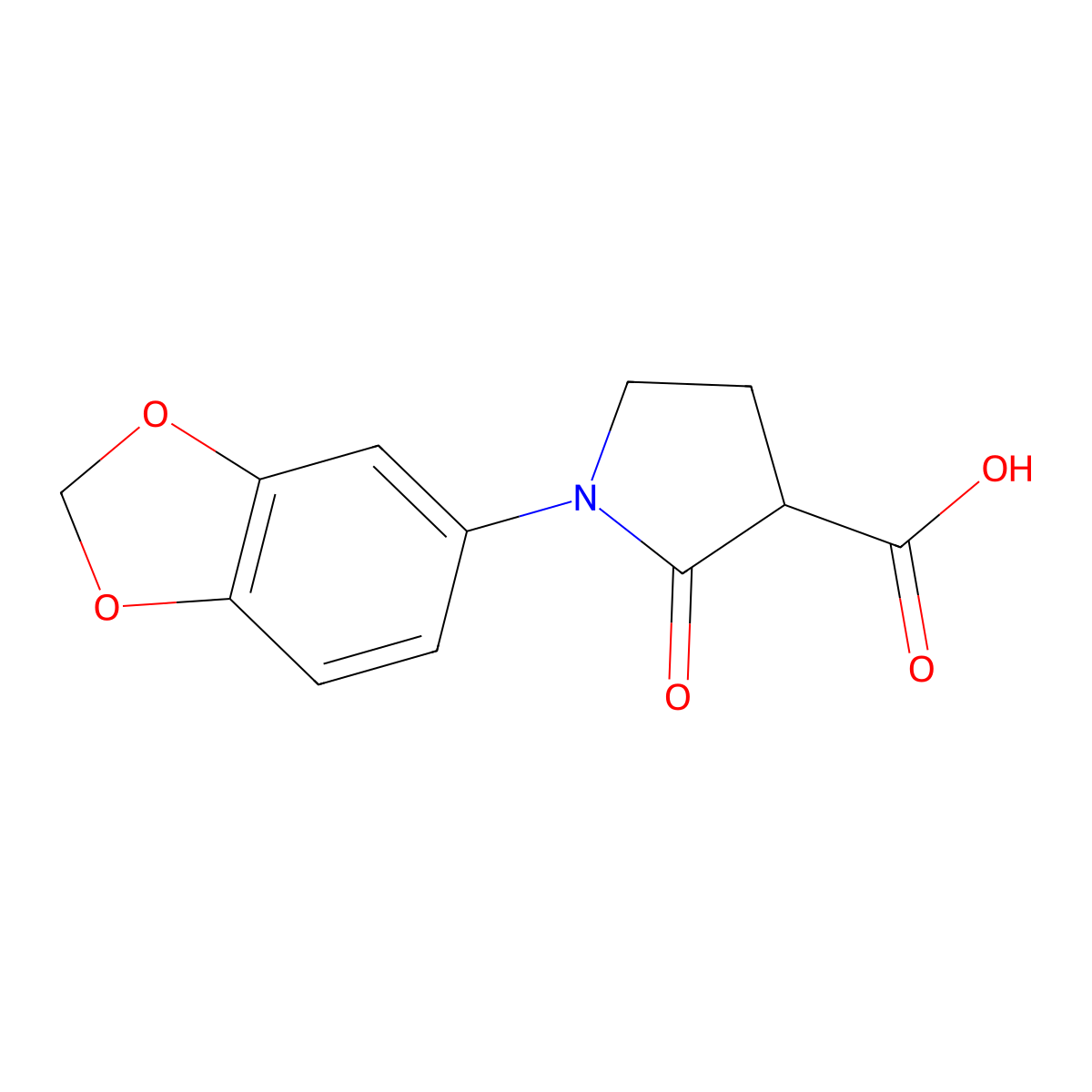 1-(2H-1,3-benzodioxol-5-yl)-2-oxopyrrolidine-3-carboxylic acid molecular structure, CAS 1017473-87-8
