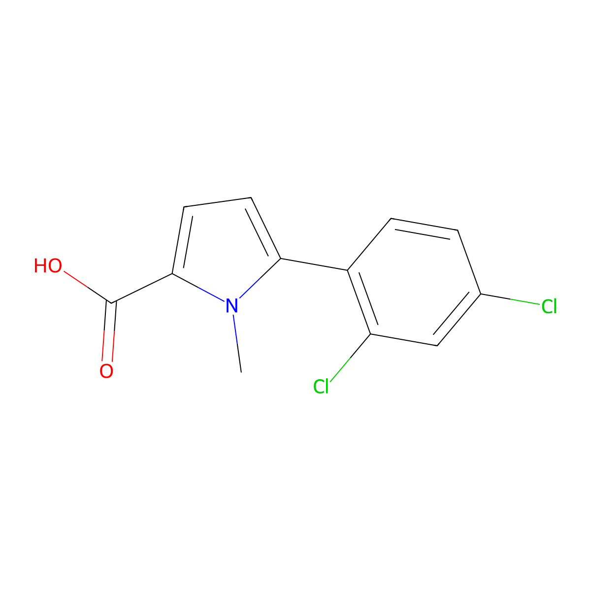 5-(2,4-dichlorophenyl)-1-methyl-1H-pyrrole-2-carboxylic acid molecular structure, CAS 1017473-94-7