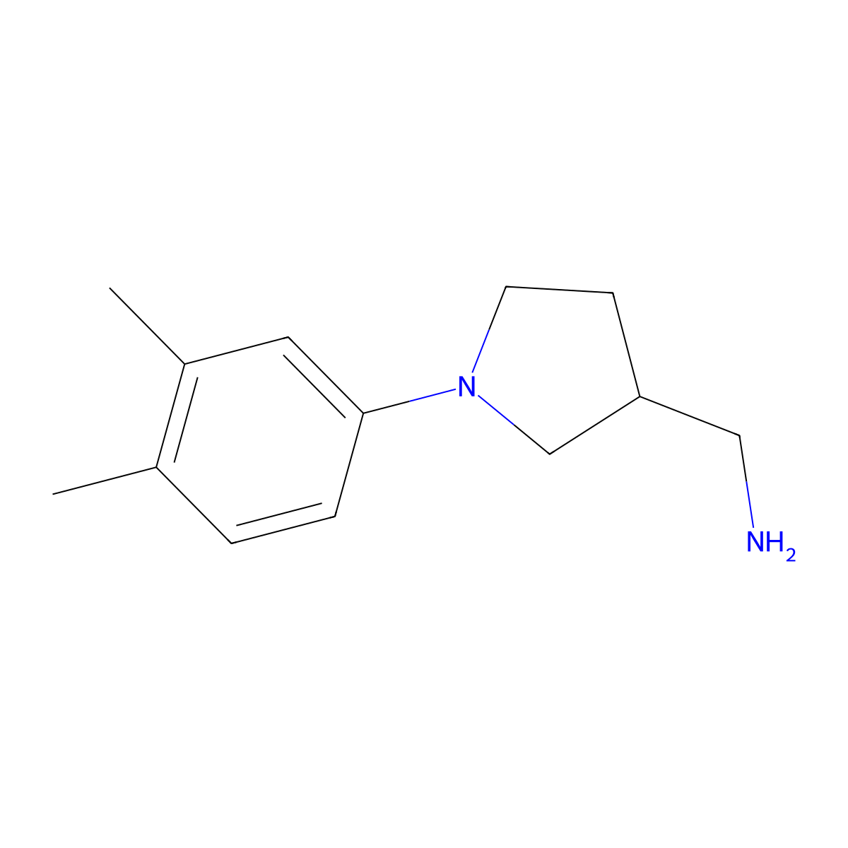 (1-(3,4-Dimethylphenyl)pyrrolidin-3-yl)methanamine molecular structure, CAS 1017474-56-4