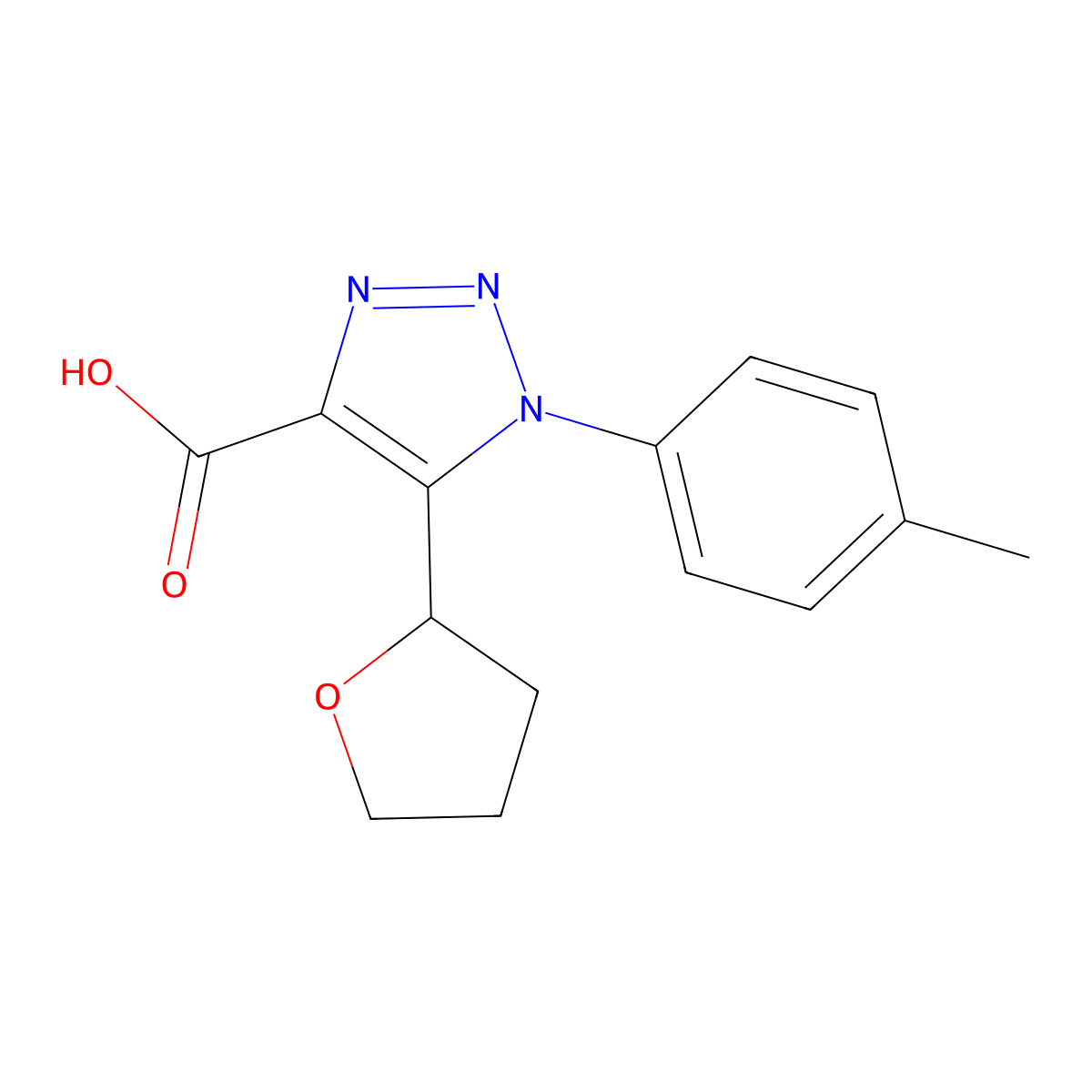 1-(4-methylphenyl)-5-(tetrahydrofuran-2-yl)-1H-1,2,3-triazole-4-carboxylic acid molecular structure, CAS 1017474-79-1