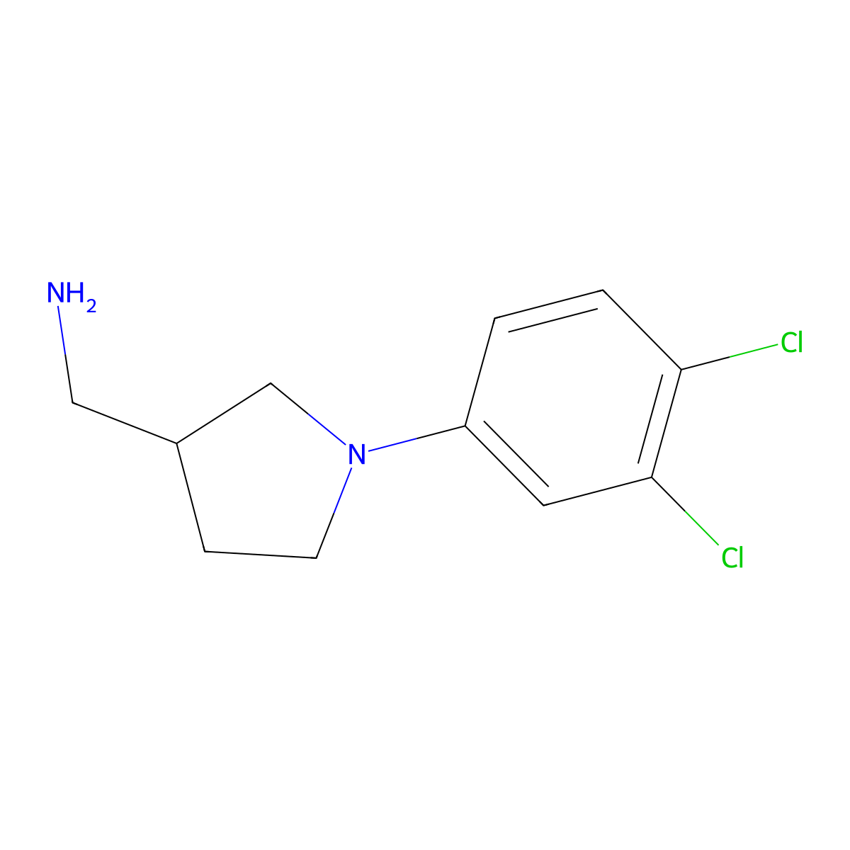 [1-(3,4-Dichlorophenyl)pyrrolidin-3-yl]methanamine molecular structure, CAS 1017474-97-3