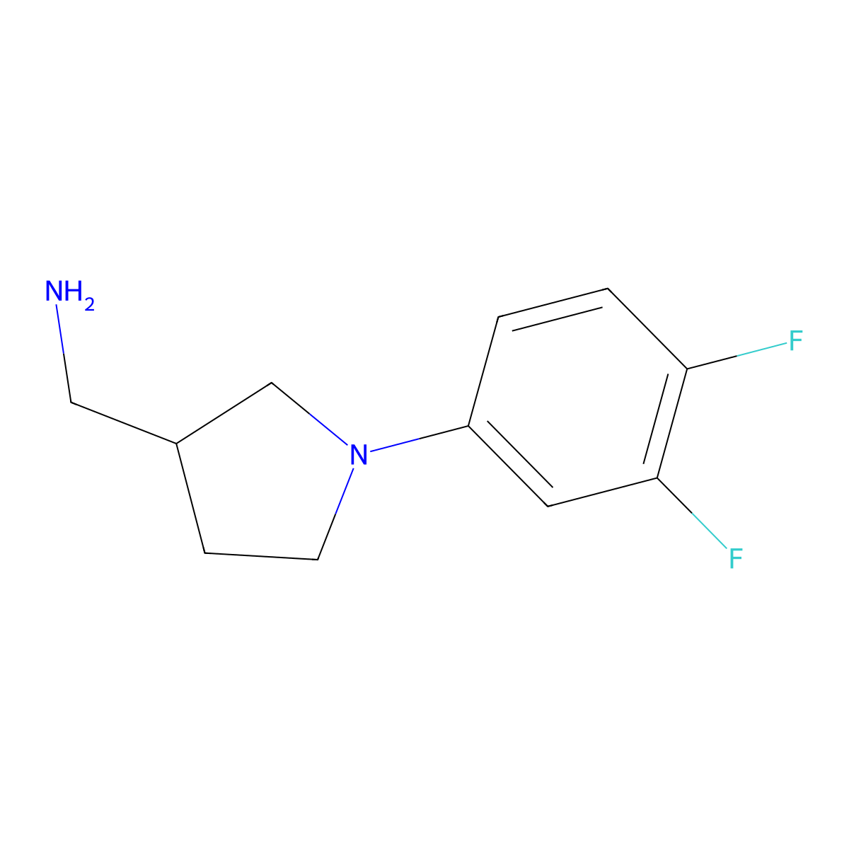 [1-(3,4-Difluorophenyl)pyrrolidin-3-yl]methanamine molecular structure, CAS 1017475-12-5