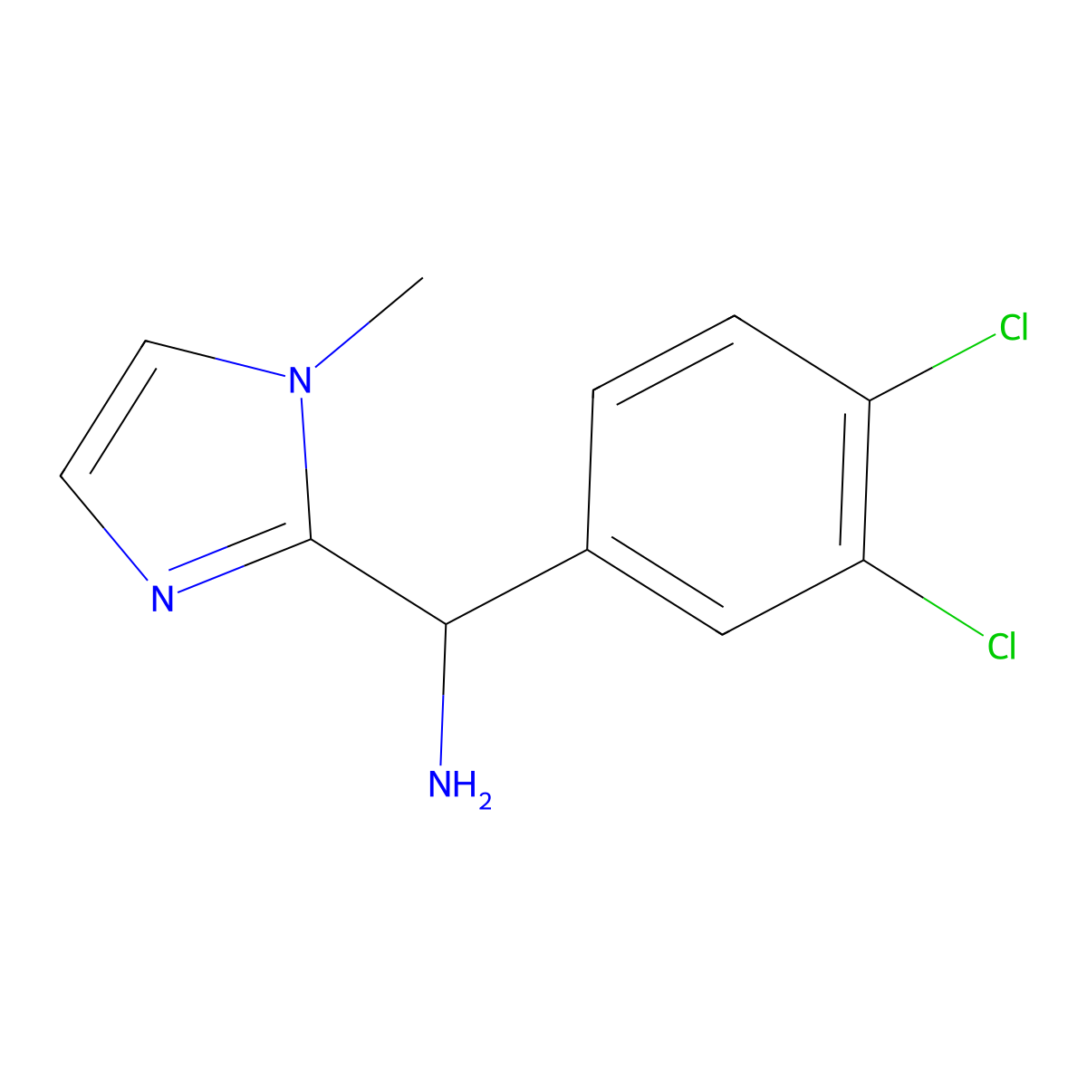 C-(3,4-Dichloro-phenyl)-C-(1-methyl-1H-imidazol-2-yl)-methylamine molecular structure, CAS 1017476-35-5