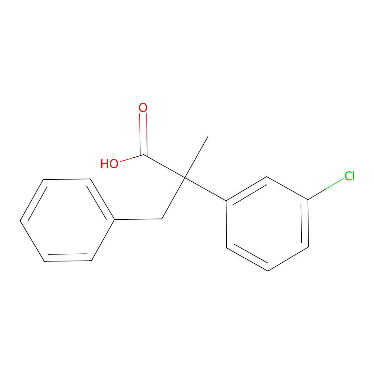 2-(3-Chlorophenyl)-2-methyl-3-phenylpropanoic acid molecular structure, CAS 1017479-15-0