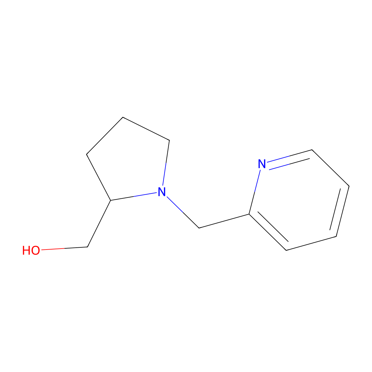 (1-(Pyridin-2-ylmethyl)pyrrolidin-2-yl)methanol molecular structure, CAS 1017479-55-8