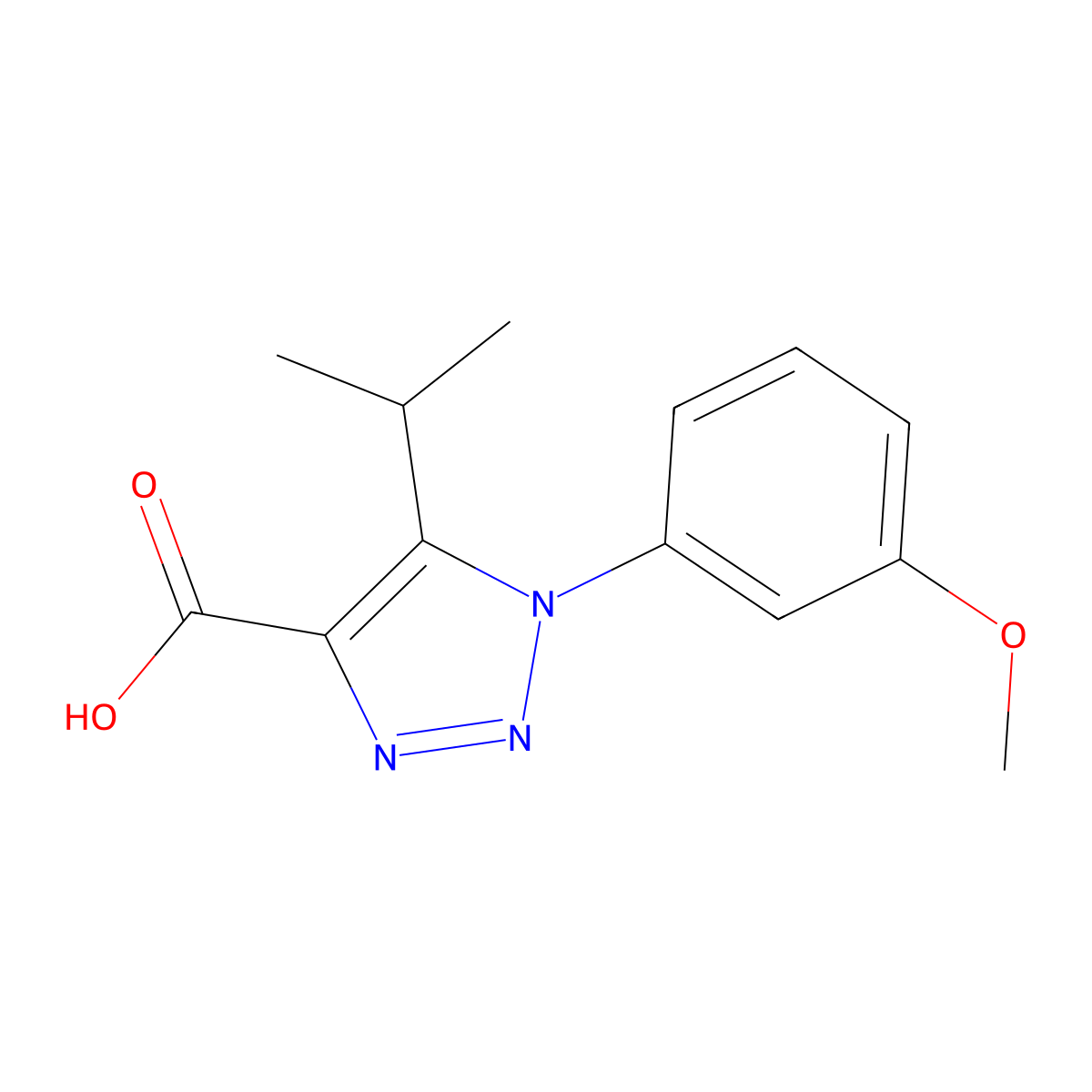 5-isopropyl-1-(3-methoxyphenyl)-1H-1,2,3-triazole-4-carboxylic acid molecular structure, CAS 1017479-90-1