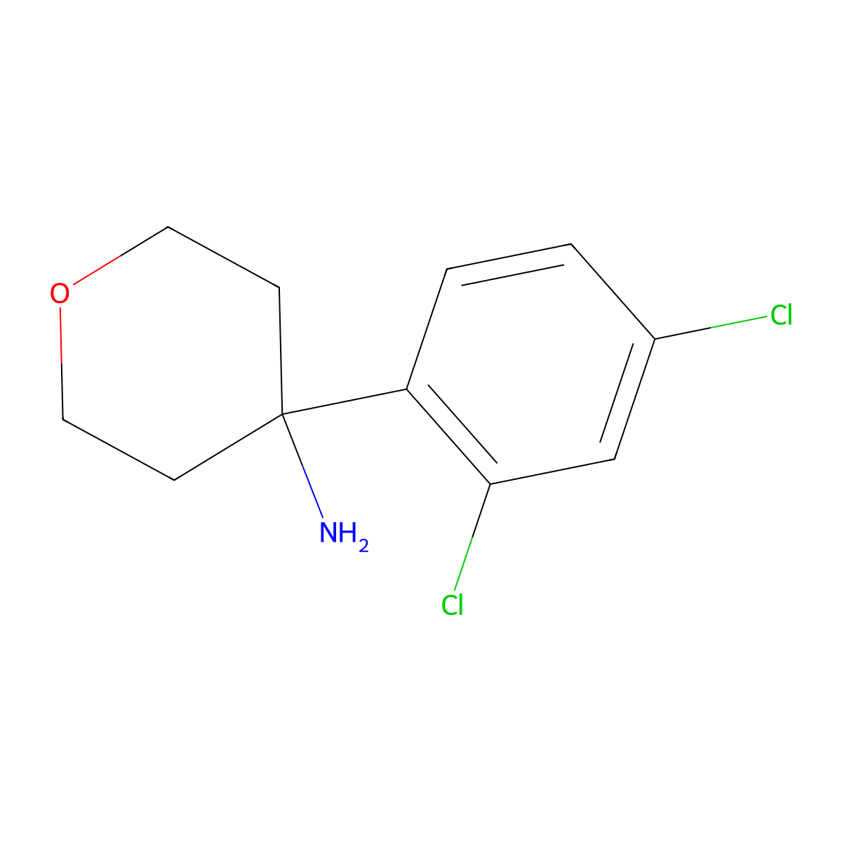 4-(2,4-Dichlorophenyl)oxan-4-amine molecular structure, CAS 1017480-51-1