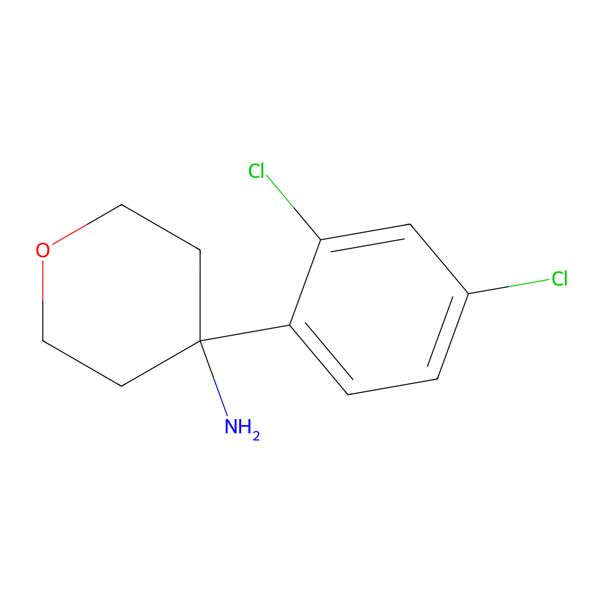 4-(2,4-Dichlorophenyl)oxan-4-amine molecular structure, CAS 1017480-51-1