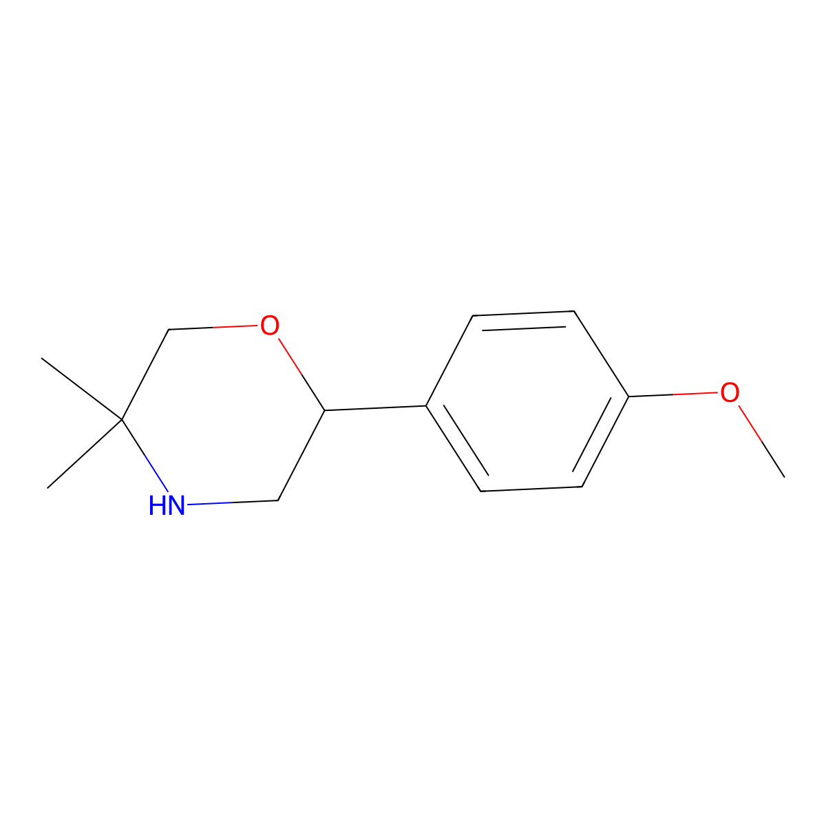 2-(4-Methoxyphenyl)-5,5-dimethylmorpholine molecular structure, CAS 1017481-13-8