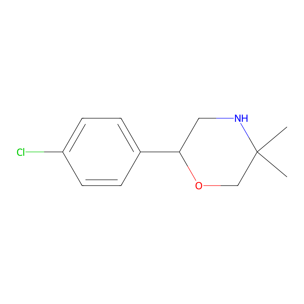 2-(4-Chlorophenyl)-5,5-dimethylmorpholine molecular structure, CAS 1017481-15-0
