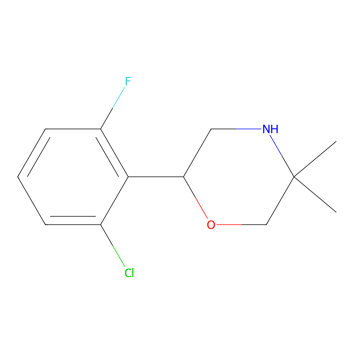 2-(2-Chloro-6-fluorophenyl)-5,5-dimethylmorpholine molecular structure, CAS 1017481-19-4
