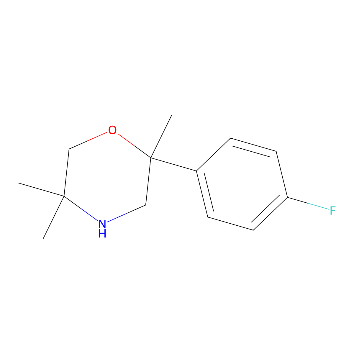 2-(4-Fluorophenyl)-2,5,5-trimethylmorpholine molecular structure, CAS 1017482-51-7