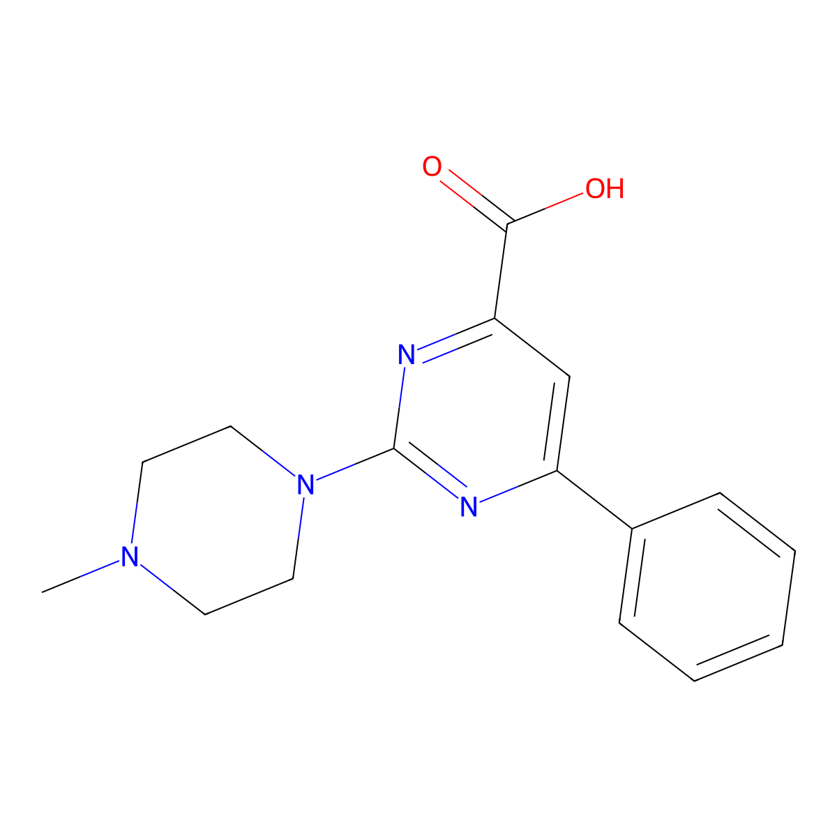 2-(4-Methylpiperazin-1-yl)-6-phenylpyrimidine-4-carboxylic acid molecular structure, CAS 1017484-36-4