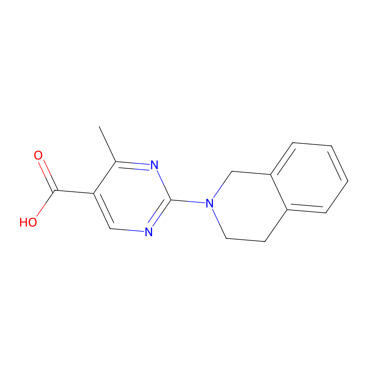 2-(3,4-dihydroisoquinolin-2(1H)-yl)-4-methylpyrimidine-5-carboxylic acid molecular structure, CAS 1017485-42-5
