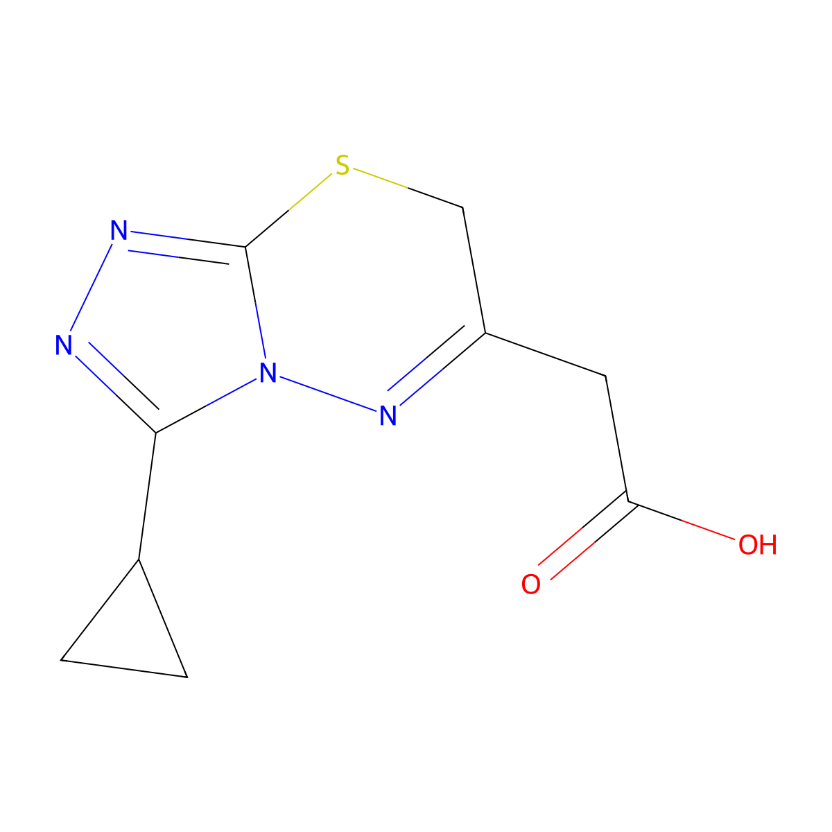 6-(Carboxymethyl)-3-cyclopropyl-7H-[1,2,4]triazolo[3,4-b][1,3,4]thiadiazine molecular structure, CAS 1017485-60-7