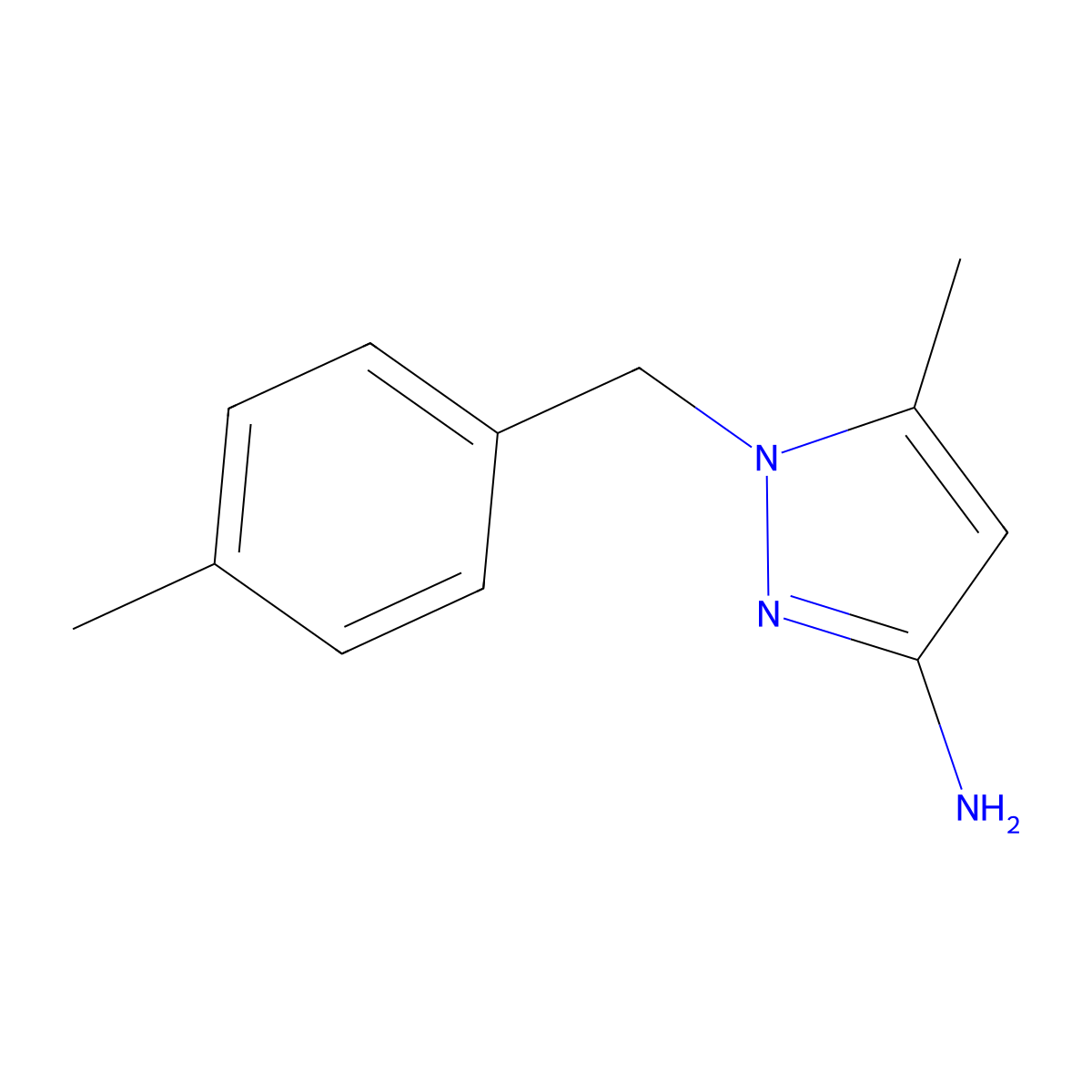 5-methyl-1-(4-methylbenzyl)-1H-pyrazol-3-amine molecular structure, CAS 1017486-97-3