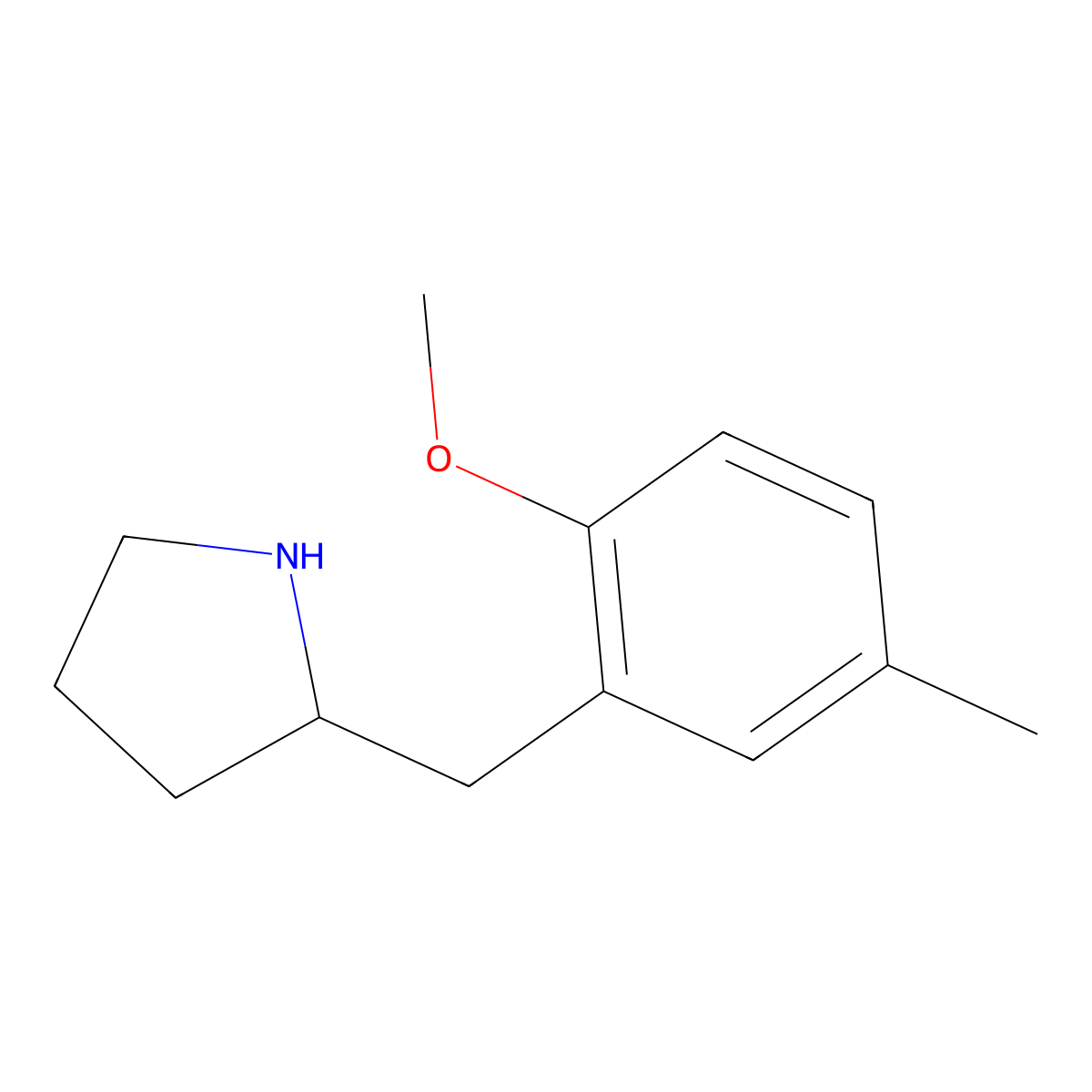 2-[(2-Methoxy-5-methylphenyl)methyl]pyrrolidine molecular structure, CAS 1017488-02-6