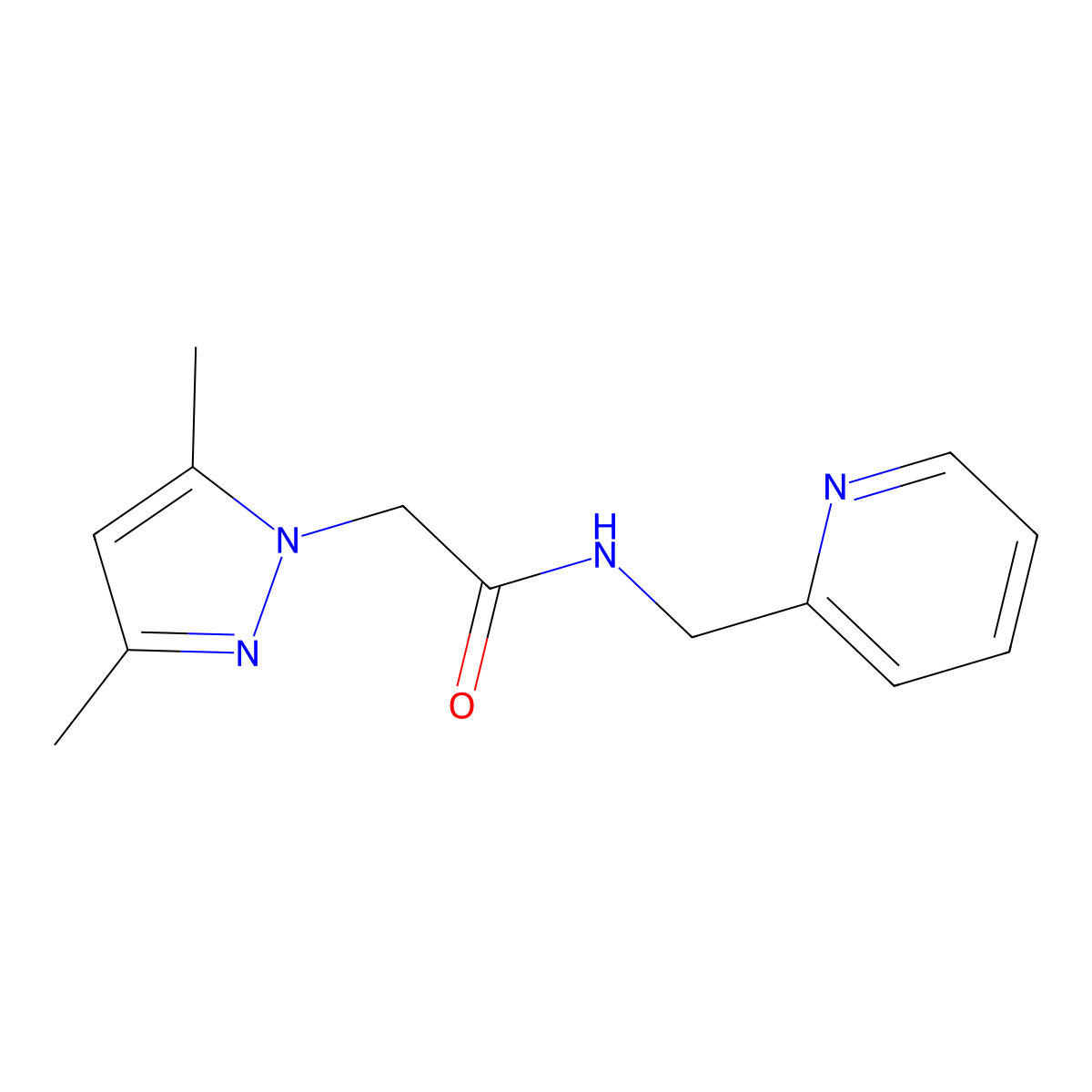 2-(3,5-dimethyl-1H-pyrazol-1-yl)-N-(pyridin-2-ylmethyl)acetamide molecular structure, CAS 1017488-03-7