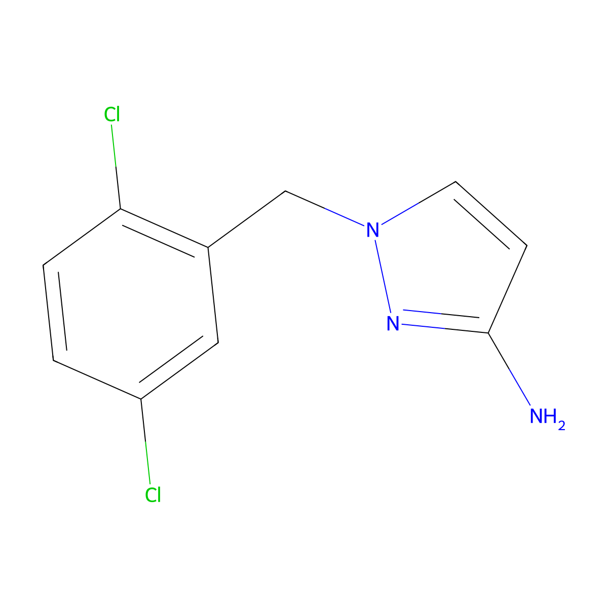 1-(2,5-dichlorobenzyl)-1H-pyrazol-3-amine molecular structure, CAS 1017488-33-3
