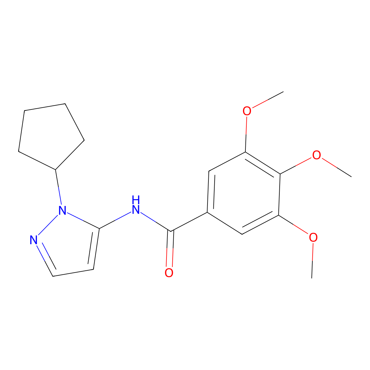 N-(1-cyclopentyl-1H-pyrazol-5-yl)-3,4,5-trimethoxybenzamide molecular structure, CAS 1017493-29-6