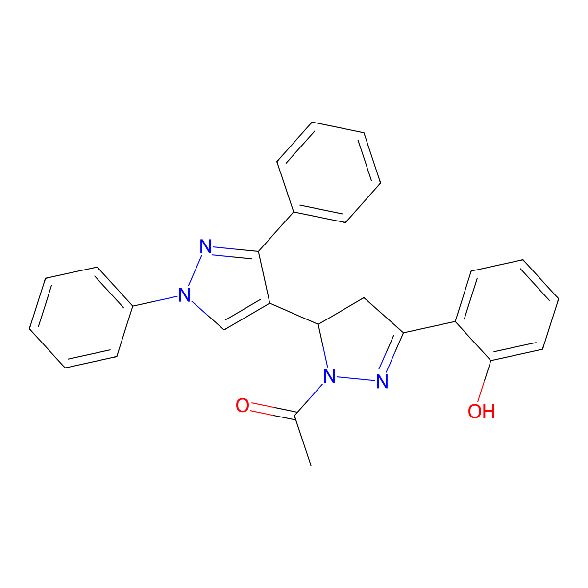 1-[5-(2-hydroxyphenyl)-1',3'-diphenyl-3,4-dihydro-1'H,2H-[3,4'-bipyrazole]-2-yl]ethan-1-one molecular structure, CAS 1017500-01-4