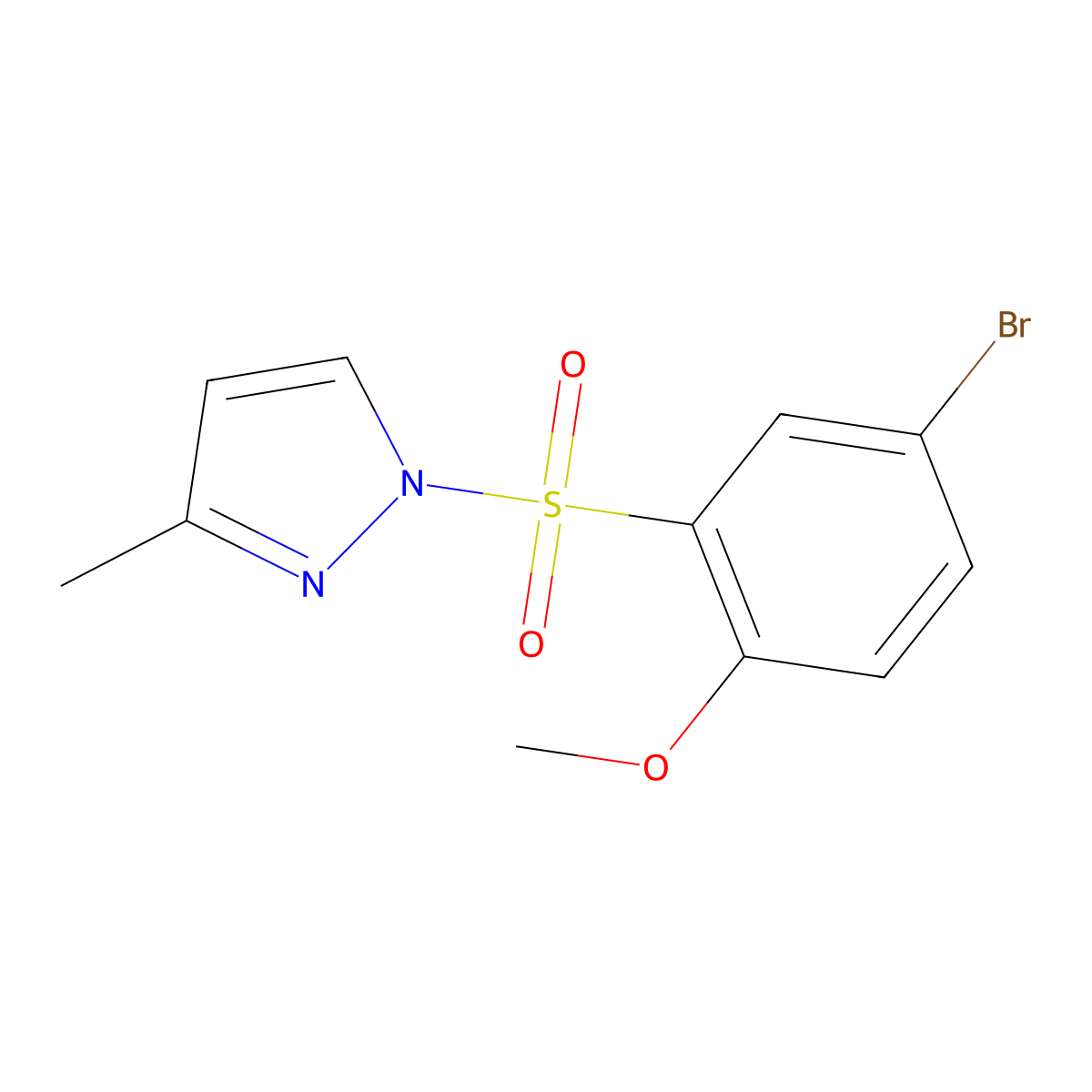 4-Bromo-1-methoxy-2-[(3-methylpyrazolyl)sulfonyl]benzene molecular structure, CAS 1017500-13-8