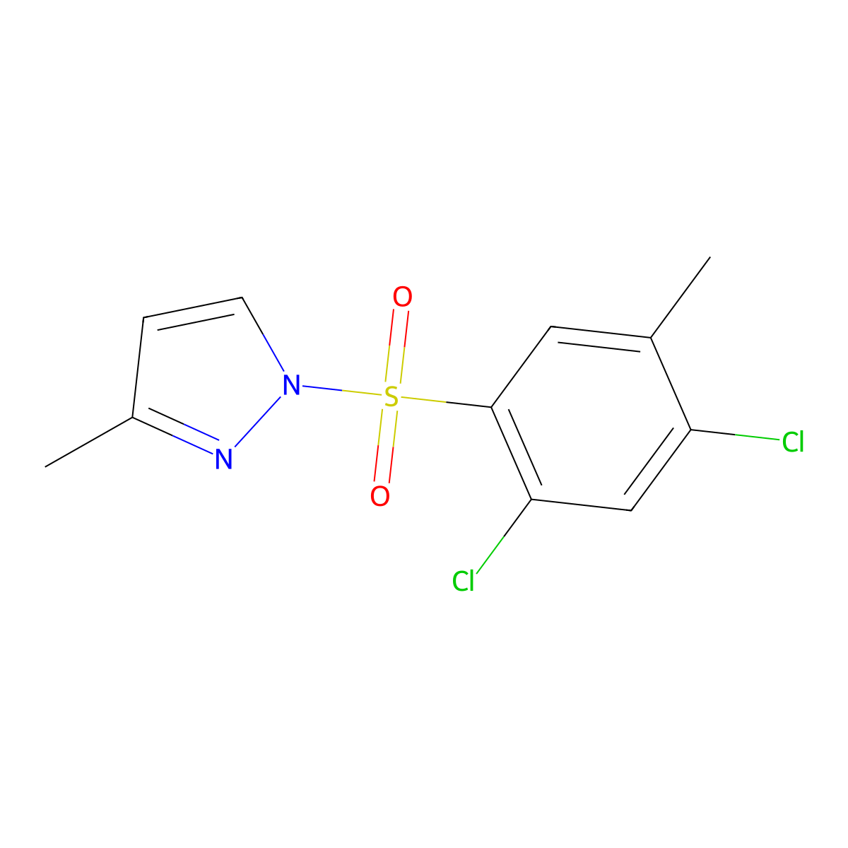 2,4-Dichloro-5-methyl-1-[(3-methylpyrazolyl)sulfonyl]benzene molecular structure, CAS 1017500-16-1