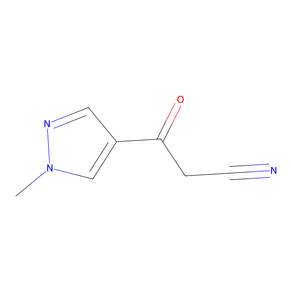 3-(1-methyl-1H-pyrazol-4-yl)-3-oxopropanenitrile molecular structure, CAS 1017502-34-9