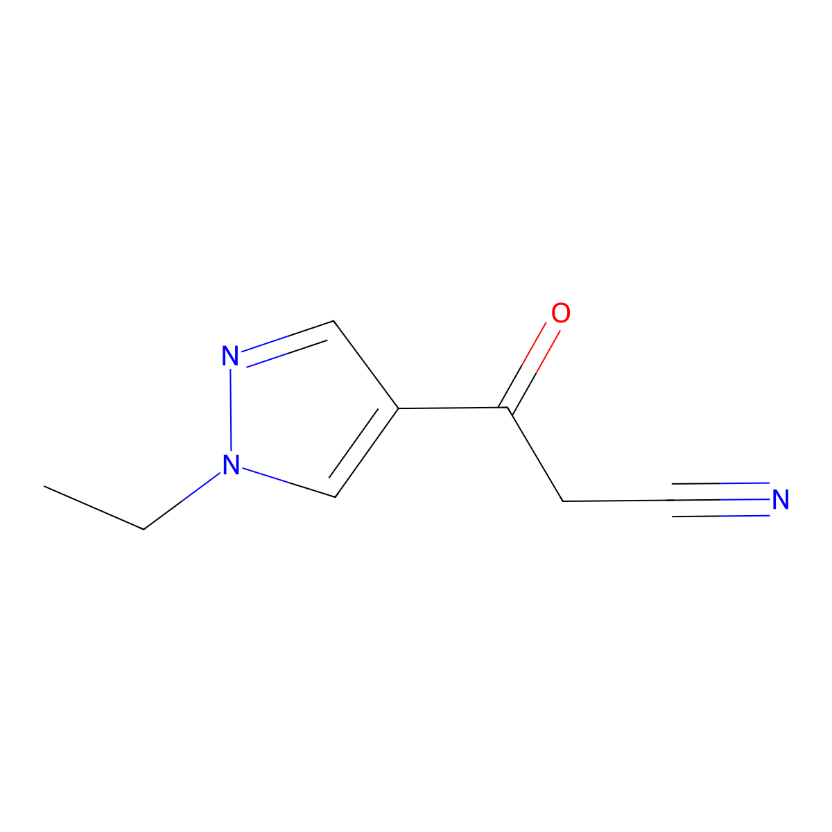 3-(1-ethyl-1H-pyrazol-4-yl)-3-oxopropanenitrile molecular structure, CAS 1017502-37-2