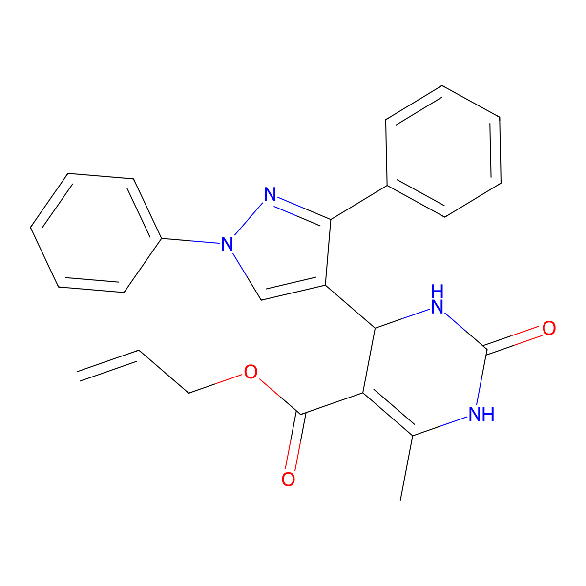 prop-2-en-1-yl 4-(1,3-diphenyl-1H-pyrazol-4-yl)-6-methyl-2-oxo-1,2,3,4-tetrahydropyrimidine-5-carboxylate molecular structure, CAS 1017503-23-9