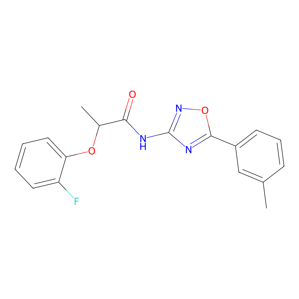 2-(2-fluorophenoxy)-N-[5-(3-methylphenyl)-1,2,4-oxadiazol-3-yl]propanamide molecular structure, CAS 1017507-47-9