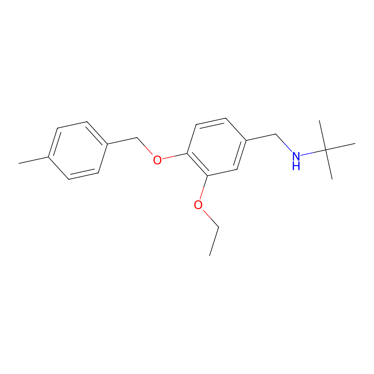 N-{3-ethoxy-4-[(4-methylbenzyl)oxy]benzyl}-2-methylpropan-2-amine molecular structure, CAS 1017514-88-3