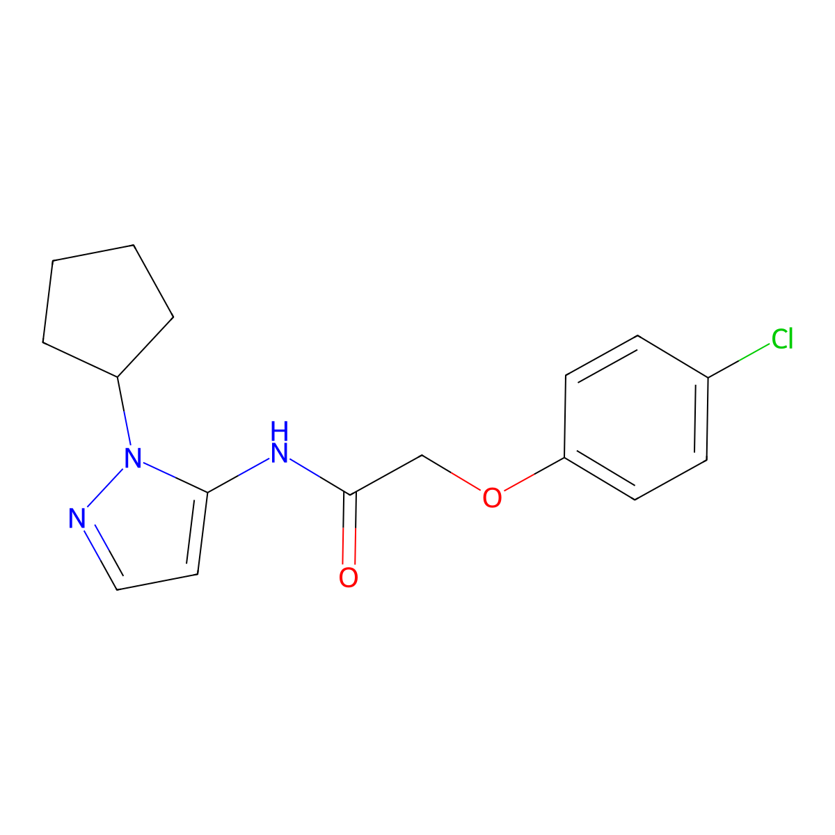 2-(4-chlorophenoxy)-N-(1-cyclopentyl-1H-pyrazol-5-yl)acetamide molecular structure, CAS 1017526-89-4