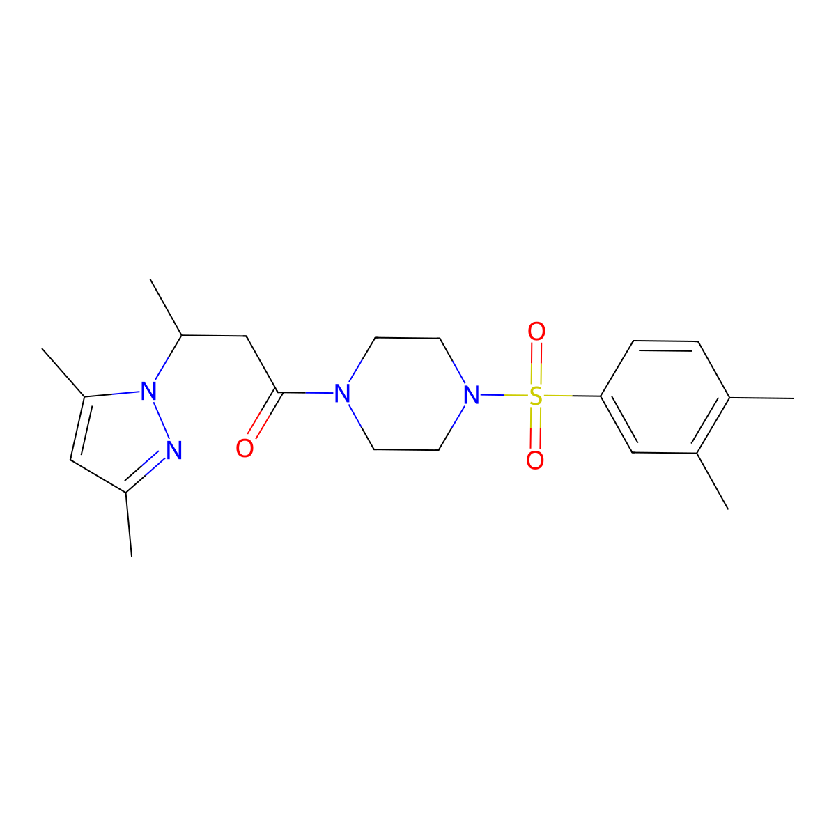 3-(3,5-dimethyl-1H-pyrazol-1-yl)-1-[4-(3,4-dimethylbenzenesulfonyl)piperazin-1-yl]butan-1-one molecular structure, CAS 1017527-34-2