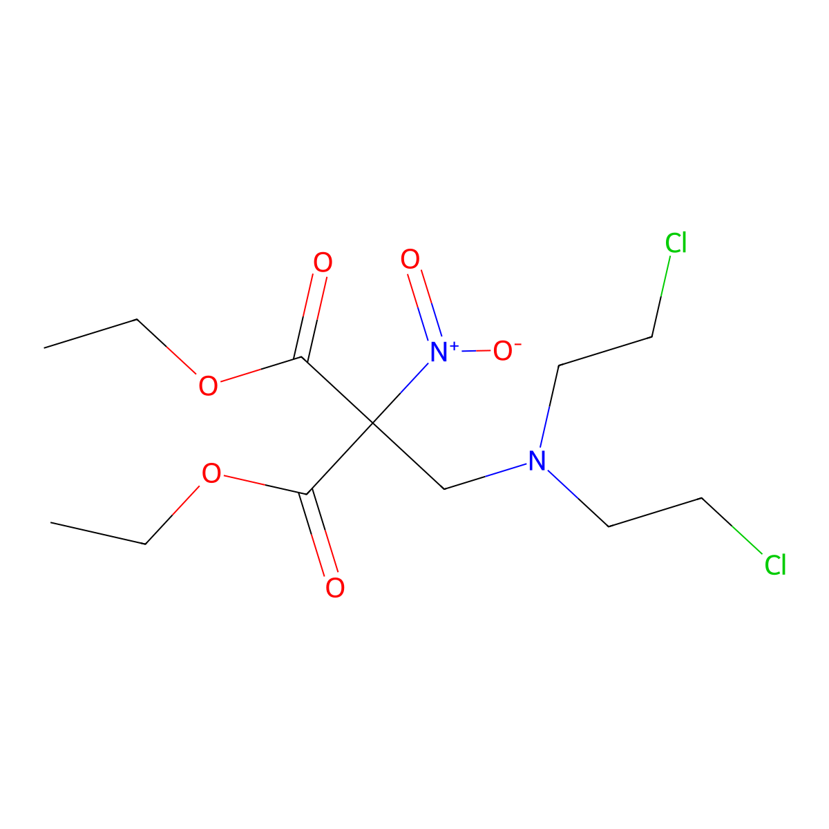 Malonic acid, ((bis(2-chloroethyl)amino)methyl)nitro-, diethyl ester molecular structure, CAS 101756-23-4