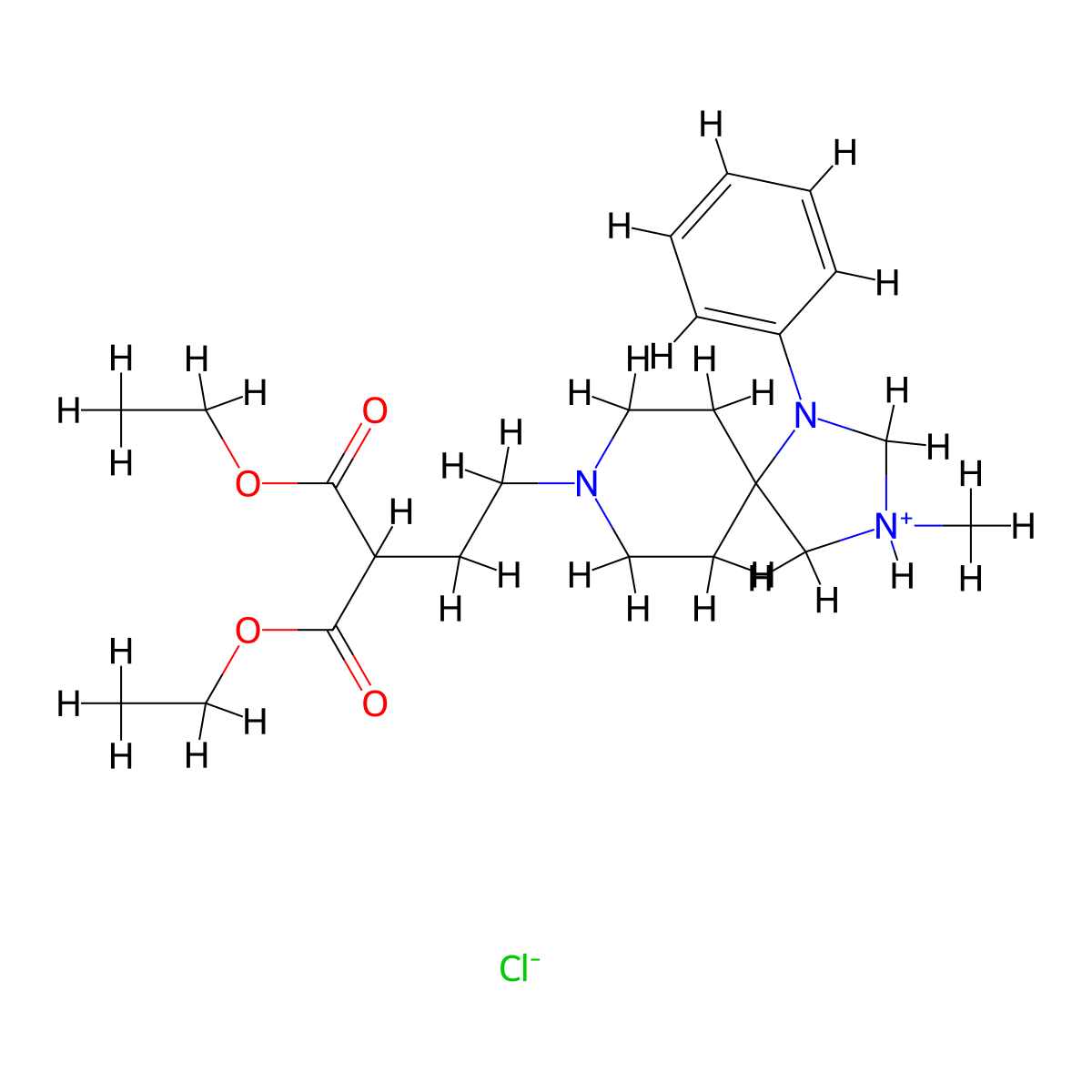 Malonic acid, (2-(3-methyl-1-phenyl-1,3,8-triazaspiro(4.5)dec-8-yl)ethyl)-, diethyl ester, hydrochloride molecular structure, CAS 101756-24-5