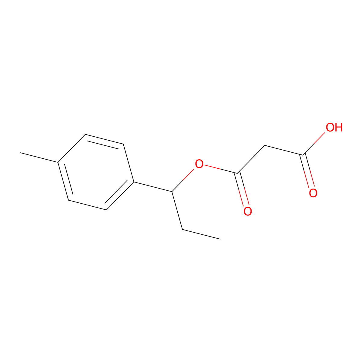 Malonic acid, mono(alpha-ethyl-p-methylbenzyl) ester molecular structure, CAS 101756-25-6