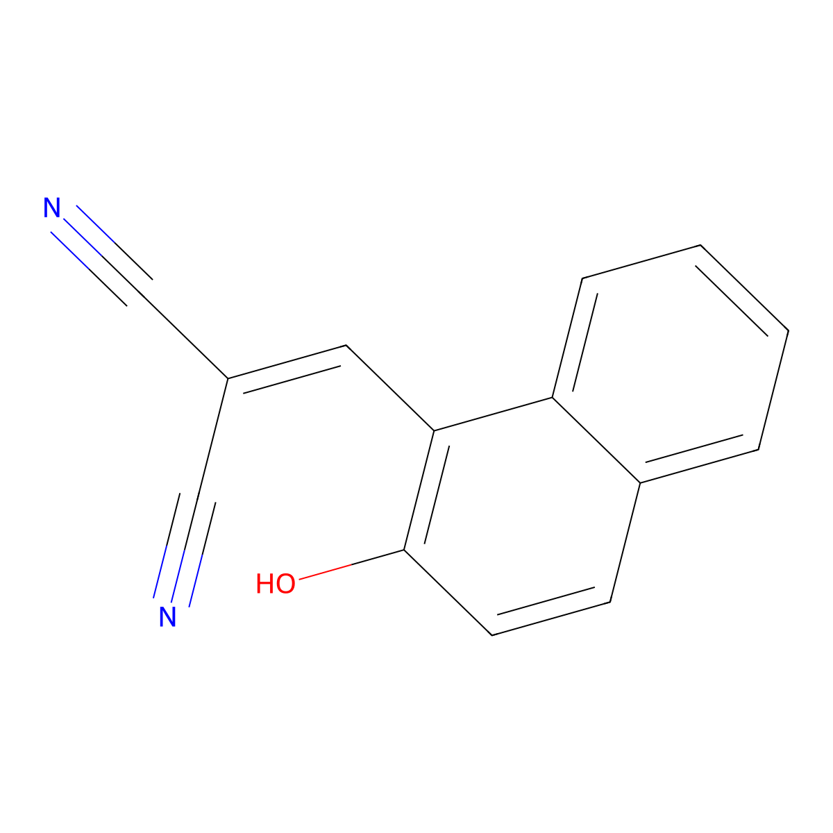 Malononitrile, (2-hydroxy-1-(naphthylmethylene))- molecular structure, CAS 101756-32-5