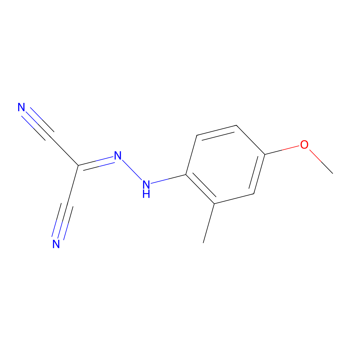 Malononitrile, (4-methoxy-2-methylphenyl)hydrazono- molecular structure, CAS 101756-35-8