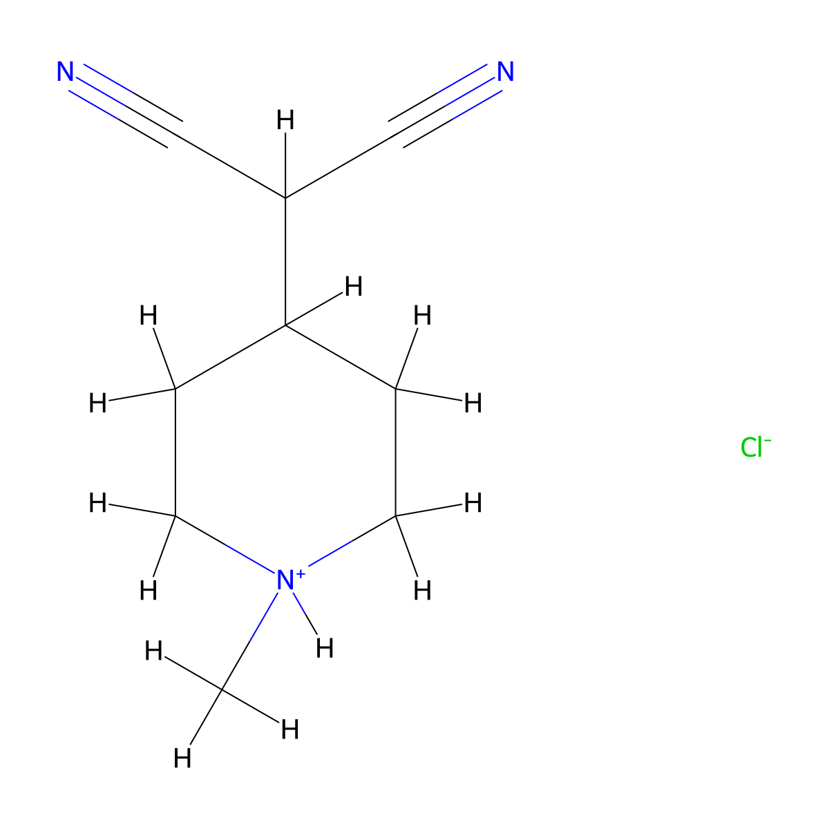 (1-Methylpiperidin-4-yl)propanedinitrile--hydrogen chloride (1/1) molecular structure, CAS 101756-36-9