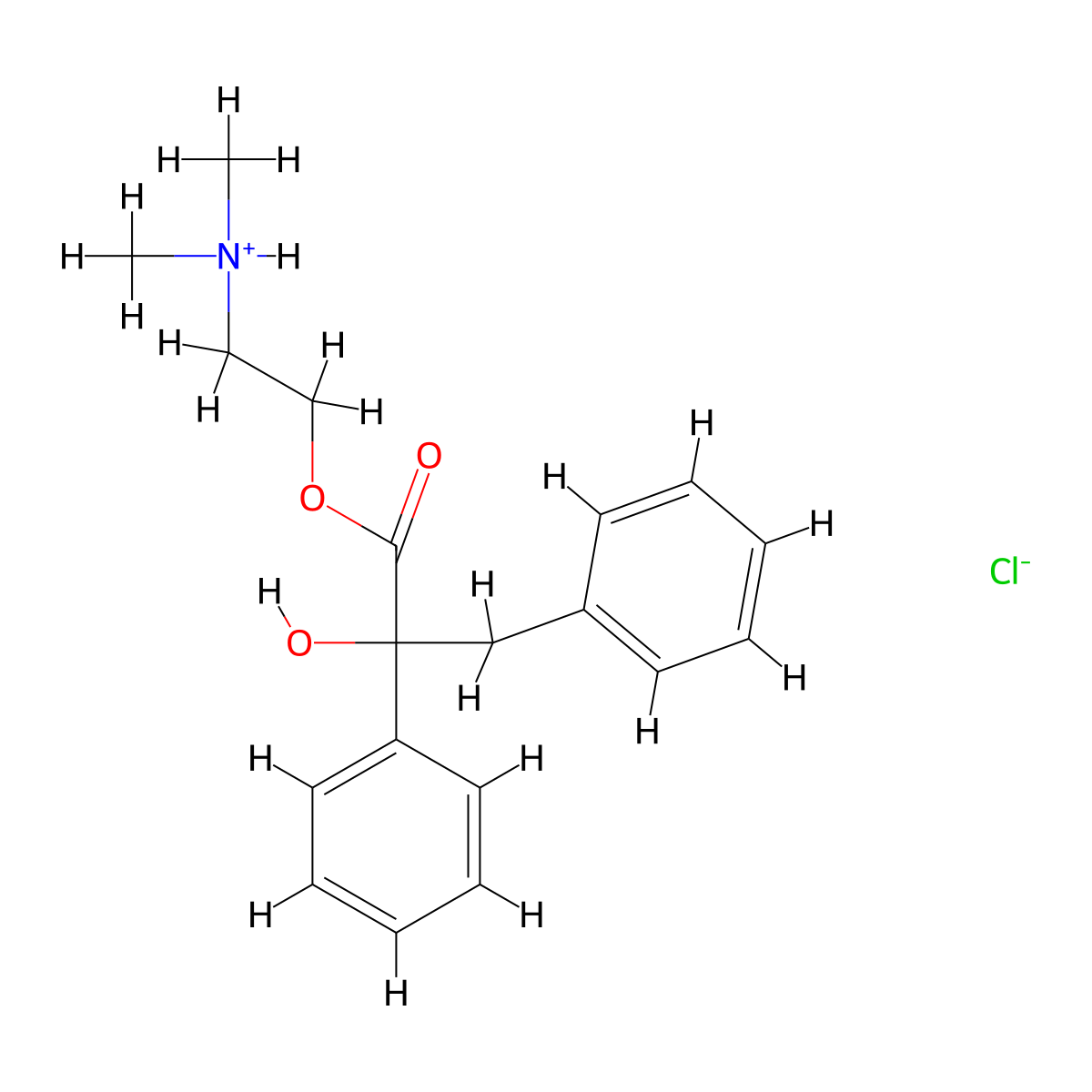 2-(Dimethylamino)ethyl 2-hydroxy-2,3-diphenylpropanoate--hydrogen chloride (1/1) molecular structure, CAS 101756-44-9