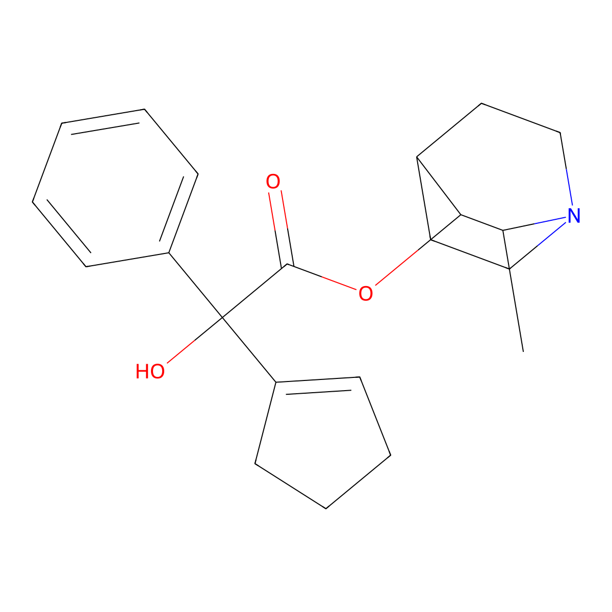 Mandelic acid, alpha-(1-cyclopentenyl)-, 2-methyl-3-quinuclidinyl ester molecular structure, CAS 101756-59-6