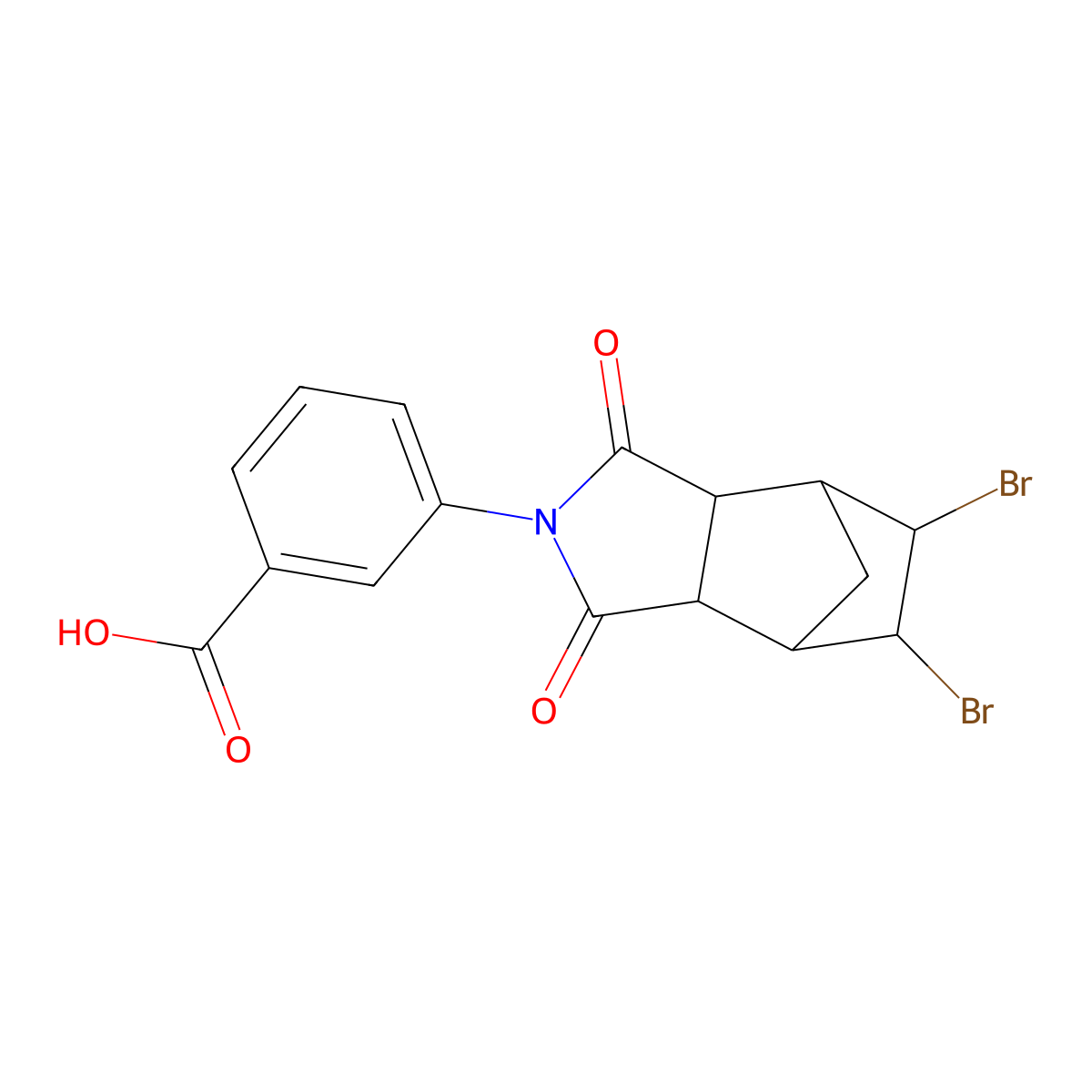 3-(5,6-dibromo-1,3-dioxooctahydro-2H-4,7-methanoisoindol-2-yl)benzoic acid molecular structure, CAS 101758-77-4