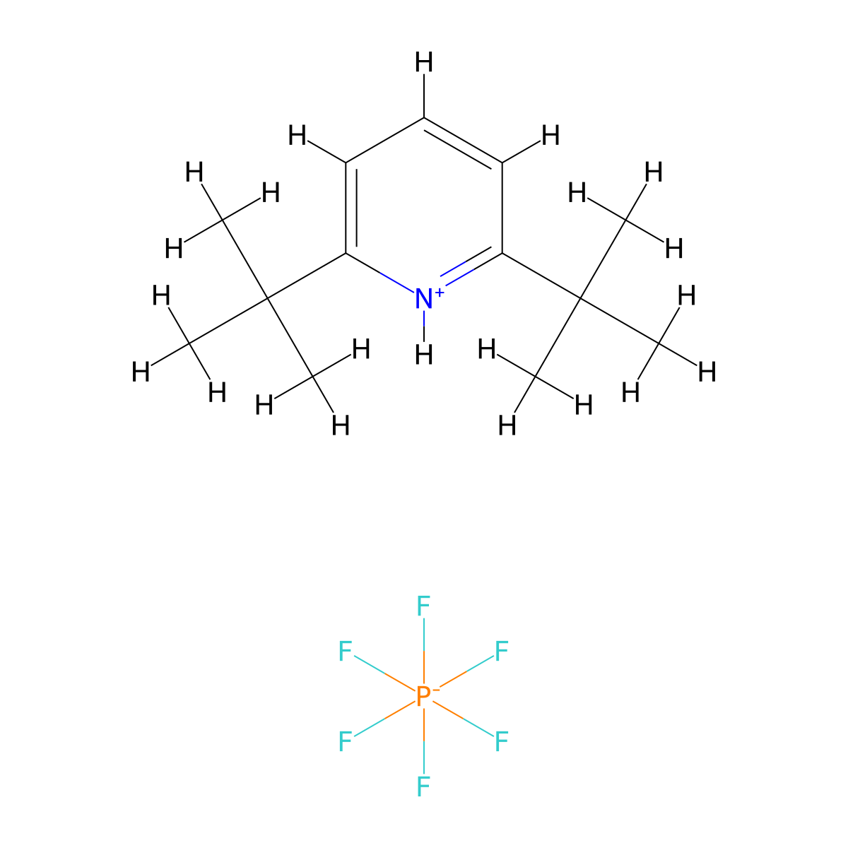 2,6-DI-Tert-butylpyridine hexafluorophosphate molecular structure, CAS 1017592-16-3