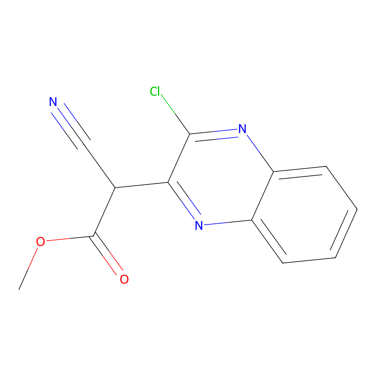 Methyl 2-(3-chloroquinoxalin-2-yl)-2-cyanoacetate molecular structure, CAS 10176-23-5