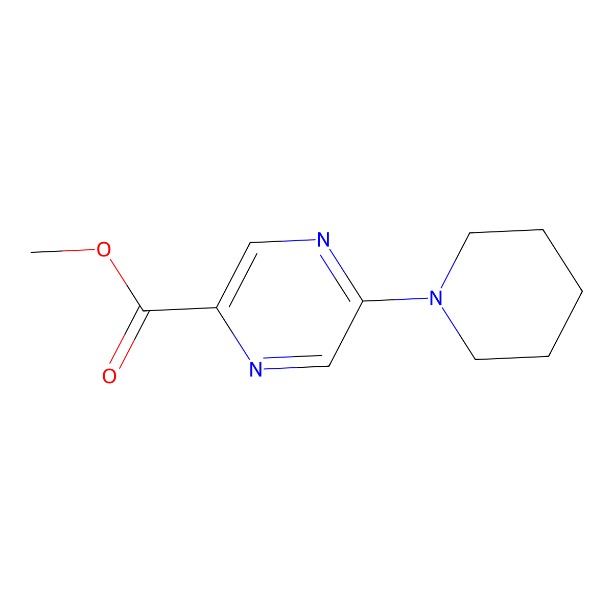 Methyl 5-(piperidin-1-yl)pyrazine-2-carboxylate molecular structure, CAS 1017603-80-3