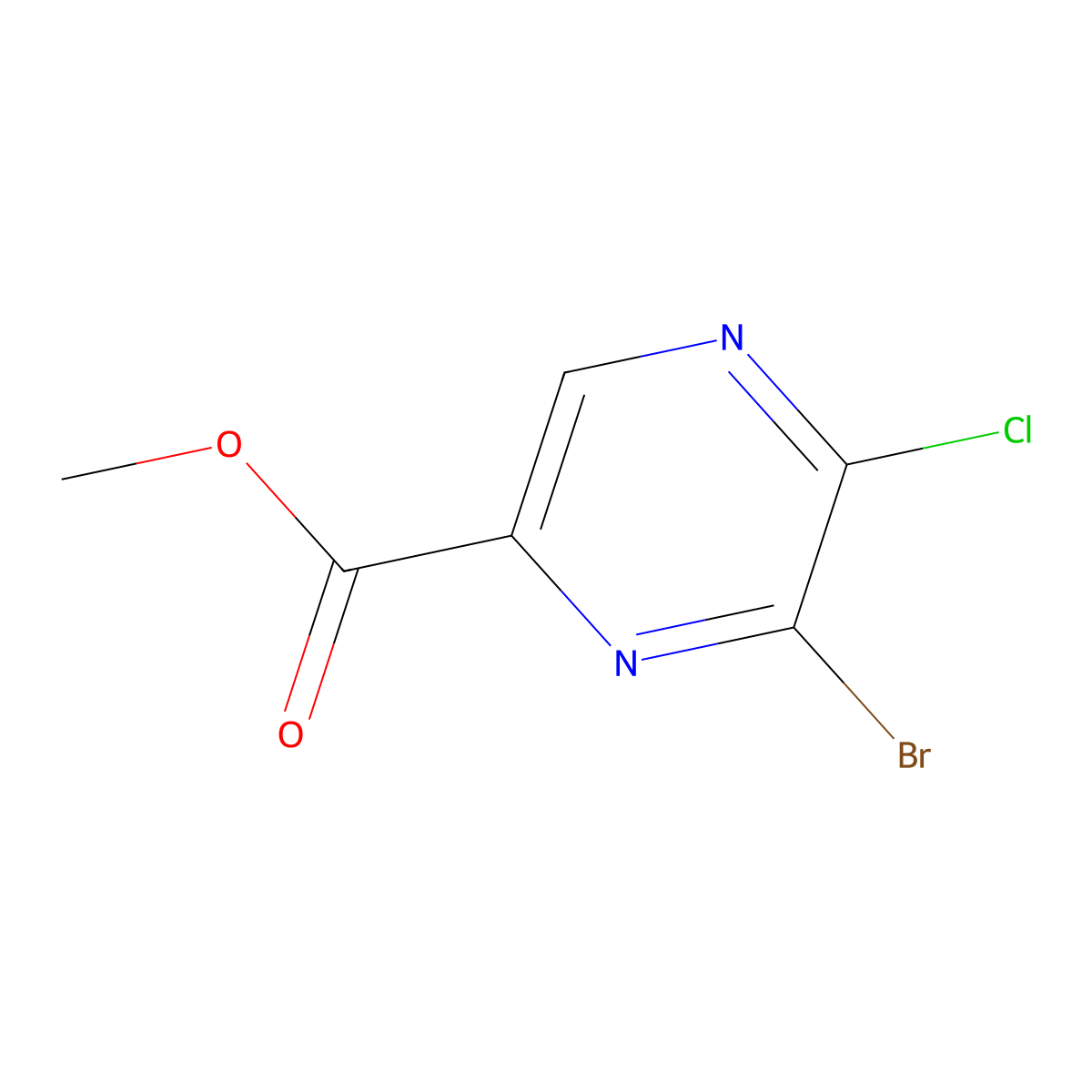 Methyl 6-bromo-5-chloro-2-pyrazinecarboxylate molecular structure, CAS 1017603-87-0
