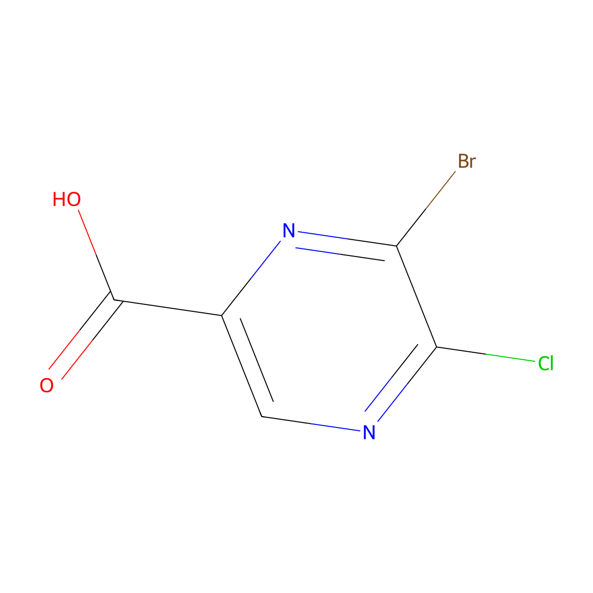 6-Bromo-5-chloropyrazine-2-carboxylic acid molecular structure, CAS 1017604-40-8