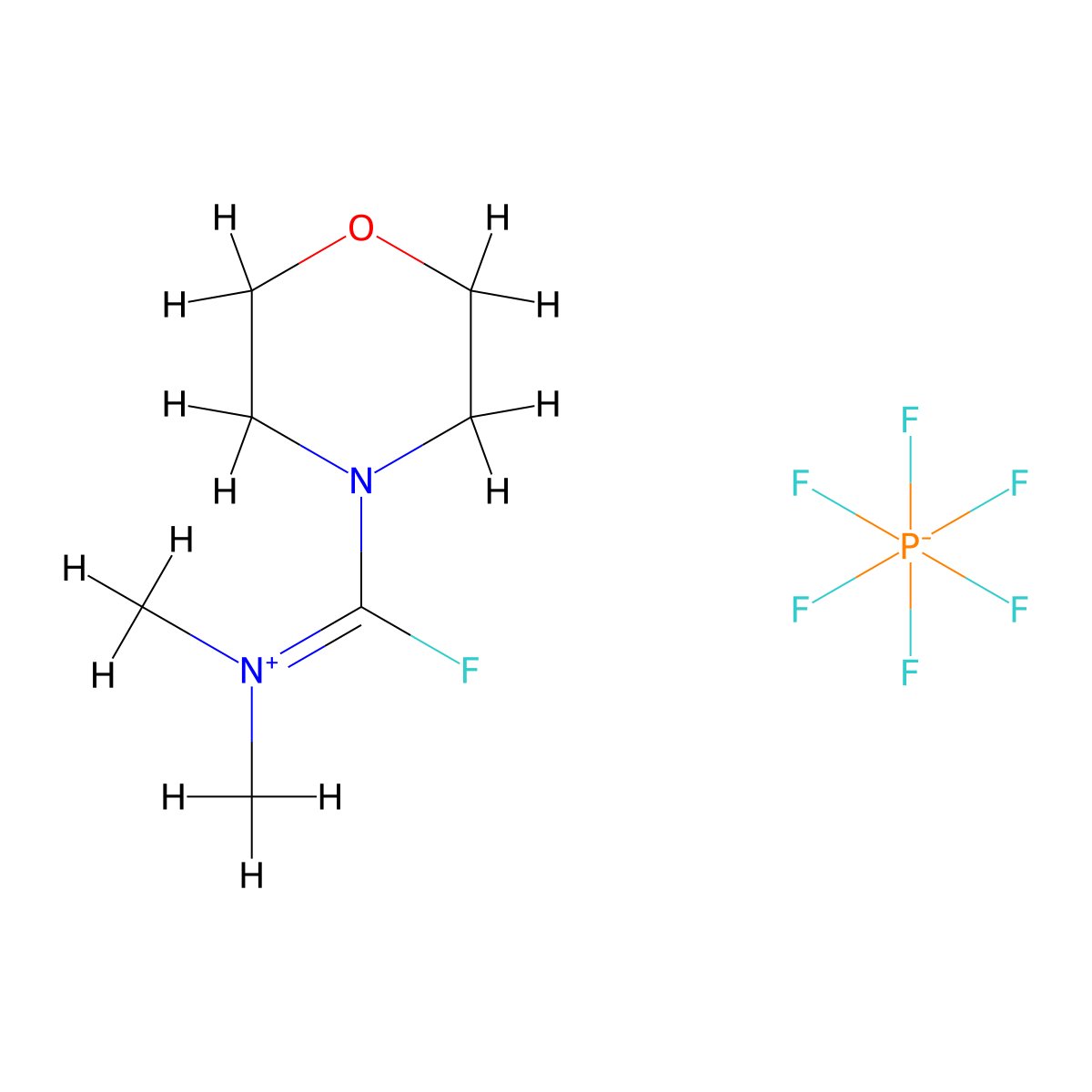 N-(Fluoro(morpholino)methylene)-N-methylmethanaminium hexafluorophosphate molecular structure, CAS 1017605-89-8
