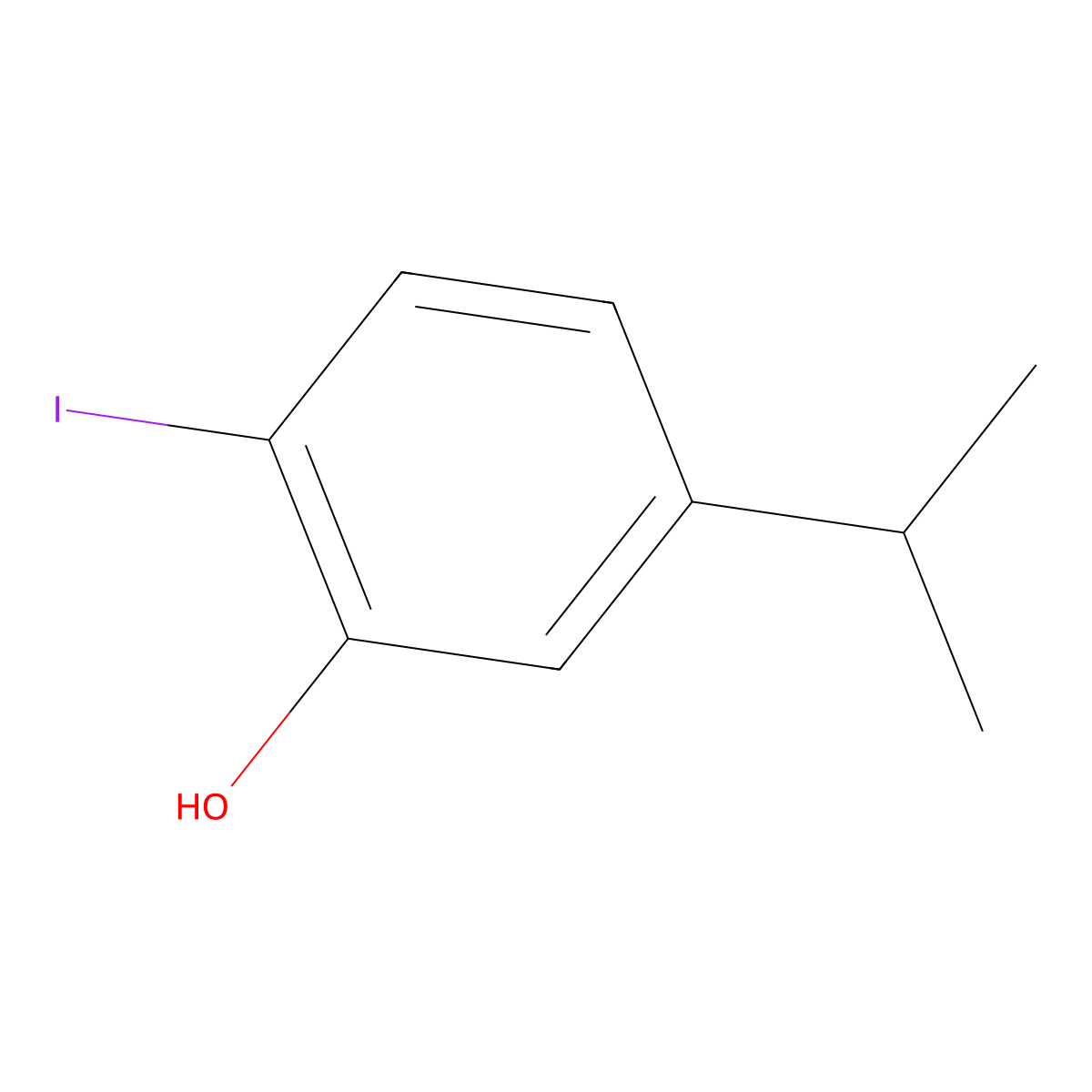 2-Iodo-5-isopropylphenol molecular structure, CAS 1017608-23-9